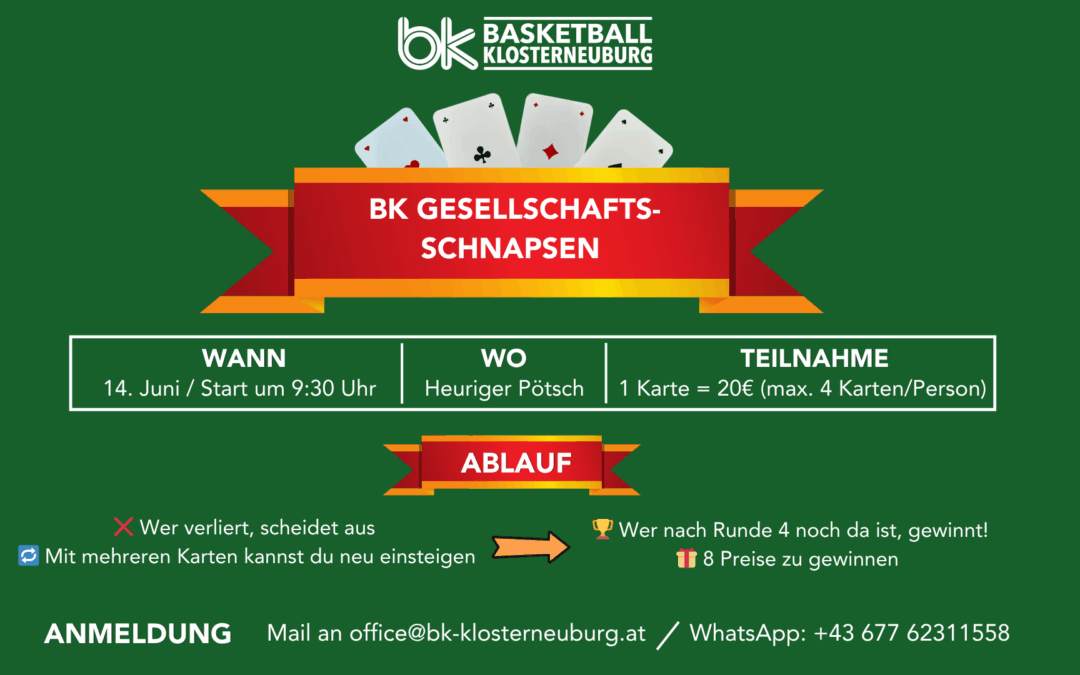 Einladung zum 1. BK Gesellschaftsschnapsen